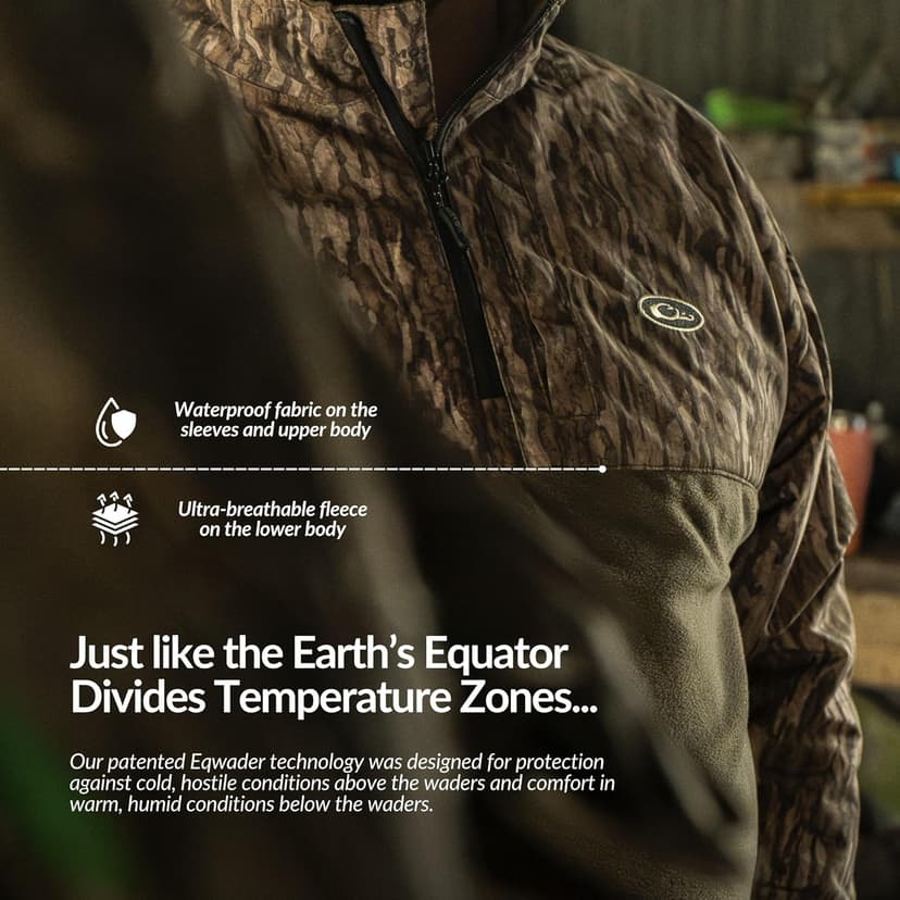 Drake Waterfowl Men's MST Quarter 1/4 Zip Refuge Eqwader Waterproof Windproof Breathable Resistant Outdoor Hunting Jacket