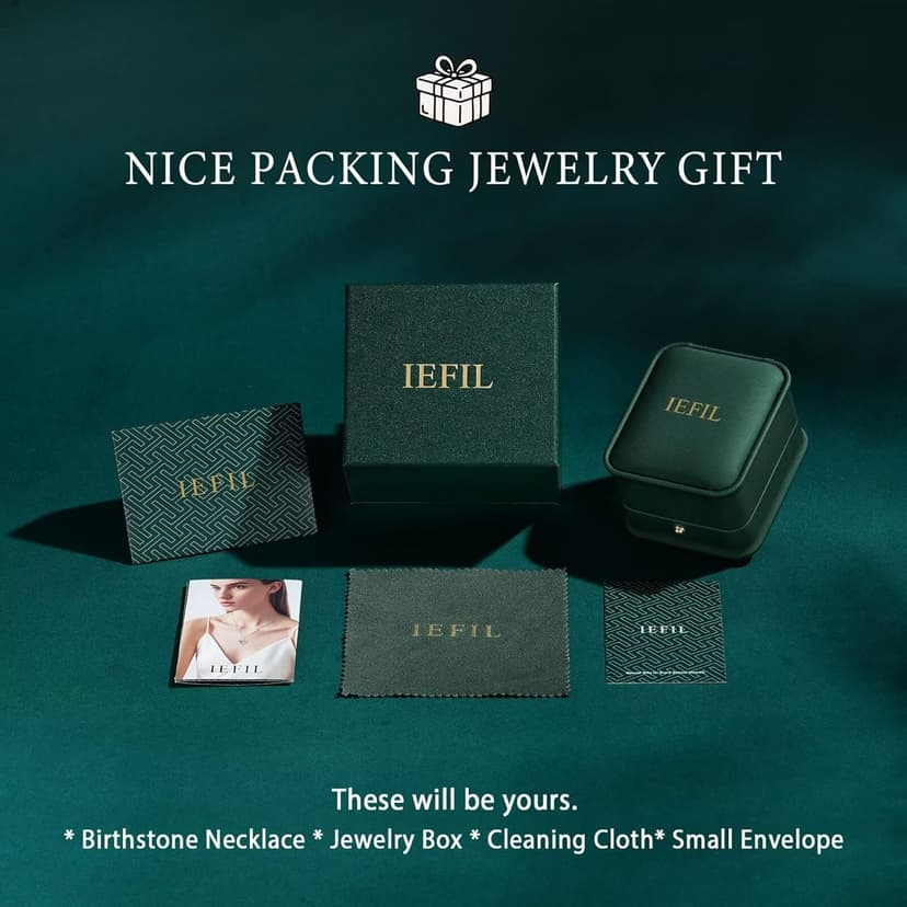 Iefil Christmas Gifts for Women Wife - 925 Sterling Silver Birthstone Necklace for Women, Anniversary Birthday Gifts for Wife Girlfriend Mom