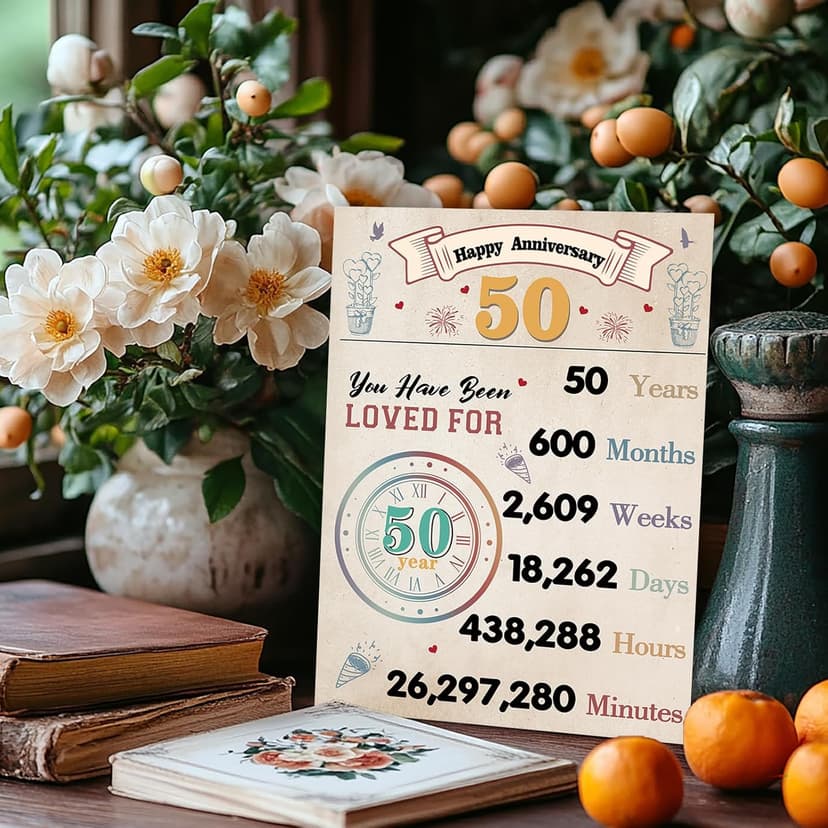 Best 50th Wedding Anniversary Card Gifts for Couple, Funny 50th Anniversary Decorations for Mom Dad, Golden Wedding Gift for Him Her