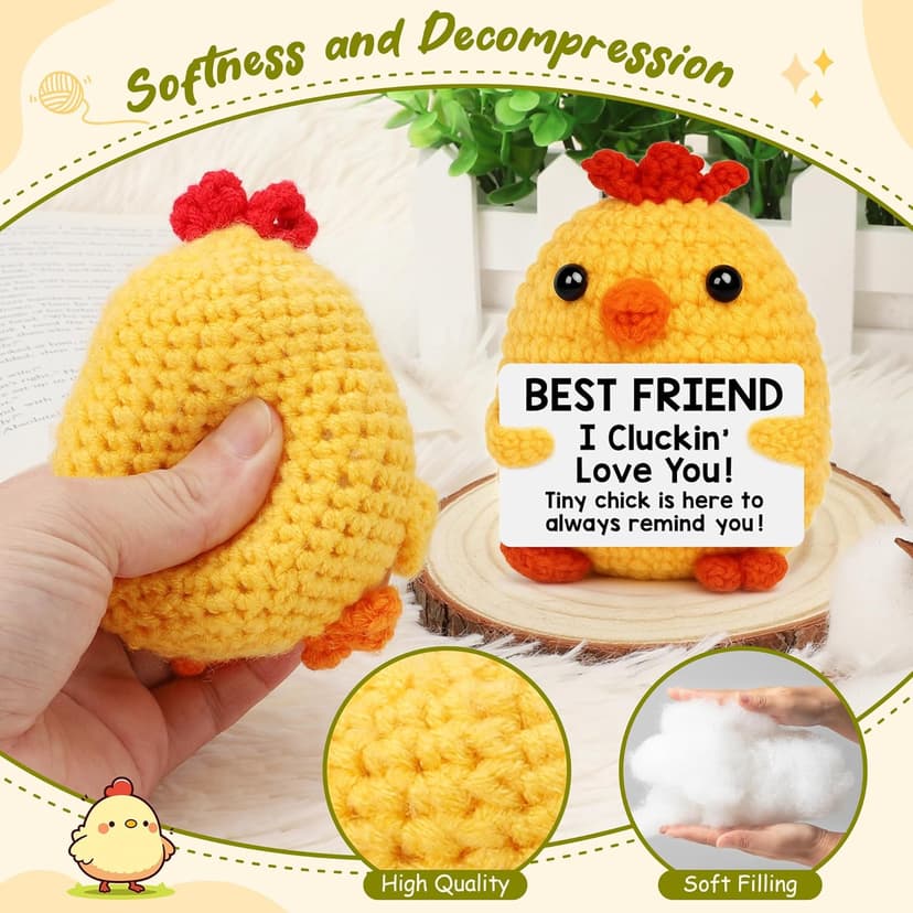 Best Friend Birthday Gifts for Women Friends Graduation Gift Bestie BFF Birthday Gifts I Love You Bestie BFF Friendship Gift Christmas Mothers Day Funny Handmade Crochet Animals Chicken