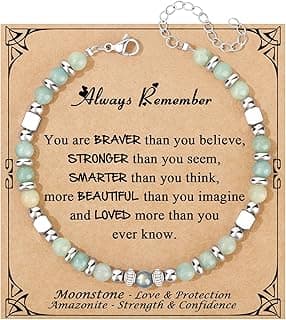 𝗚𝗶𝗳𝘁𝘀 𝗳𝗼𝗿 𝗪𝗼𝗺𝗲𝗻 𝗠𝗼𝗼𝗻𝘀𝘁𝗼𝗻𝗲 𝗕𝗿𝗮𝗰𝗲𝗹𝗲𝘁 Amazonite Colorful Imperial Jasper Stainless Steel Beads Bracelets, Graduation Mothers Day Christmas Birthday Gifts for Her Women