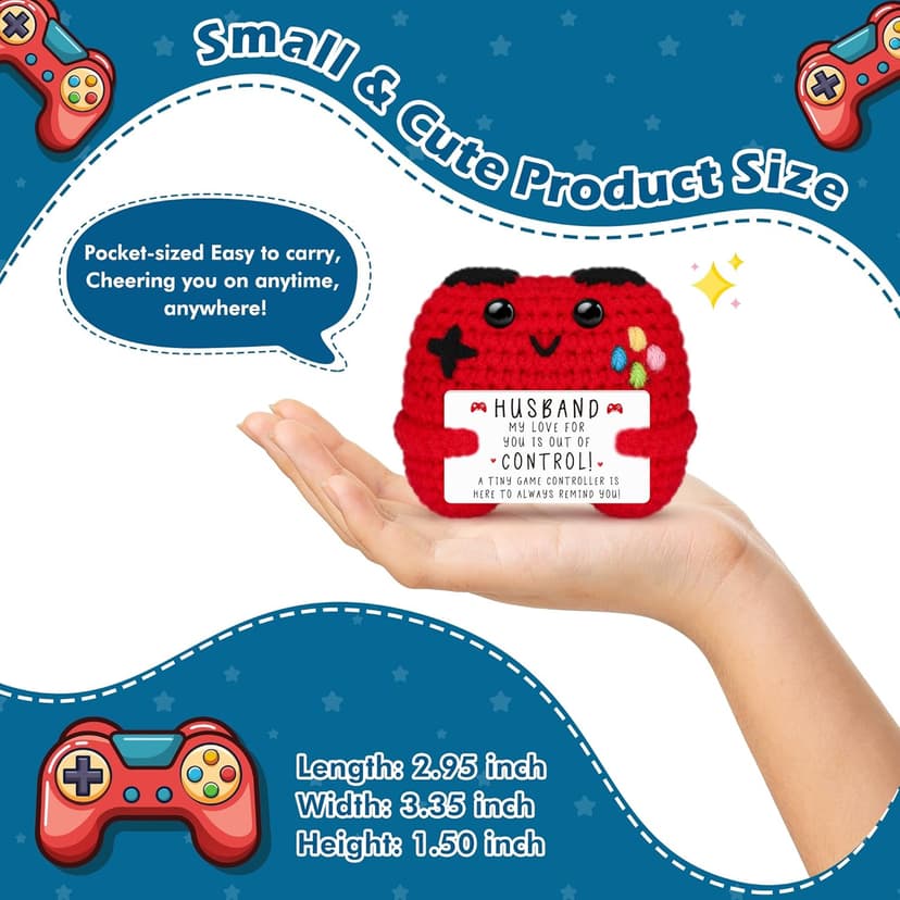 Busy Gaming Life Crochet Game Controller Husband Gift for Christmas Fathers Day Birthday, Best Husband Ever Gifts for Wedding Anniversary from Wife, Christmas Stocking Stuffers