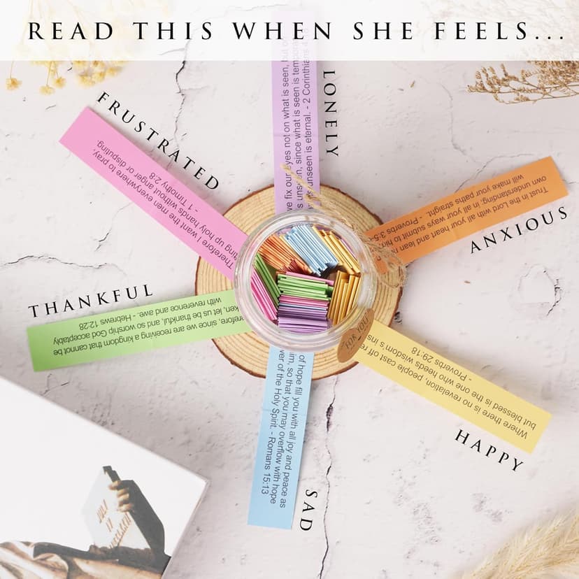 Bible Verse Jar for Daughter – 92 Encouraging Scriptures by Emotion, Christian Gift from Mom or Dad, Inspirational Jar for Teen Girls & Adult Daughter