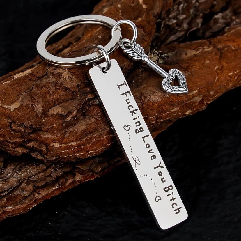 Best Friend Keychain for Women, Stainless Steel Key Chain Engrave I Fking Love You Bith Birthday Christmas Friendship Gift for Bestie Best Friends Female Bff