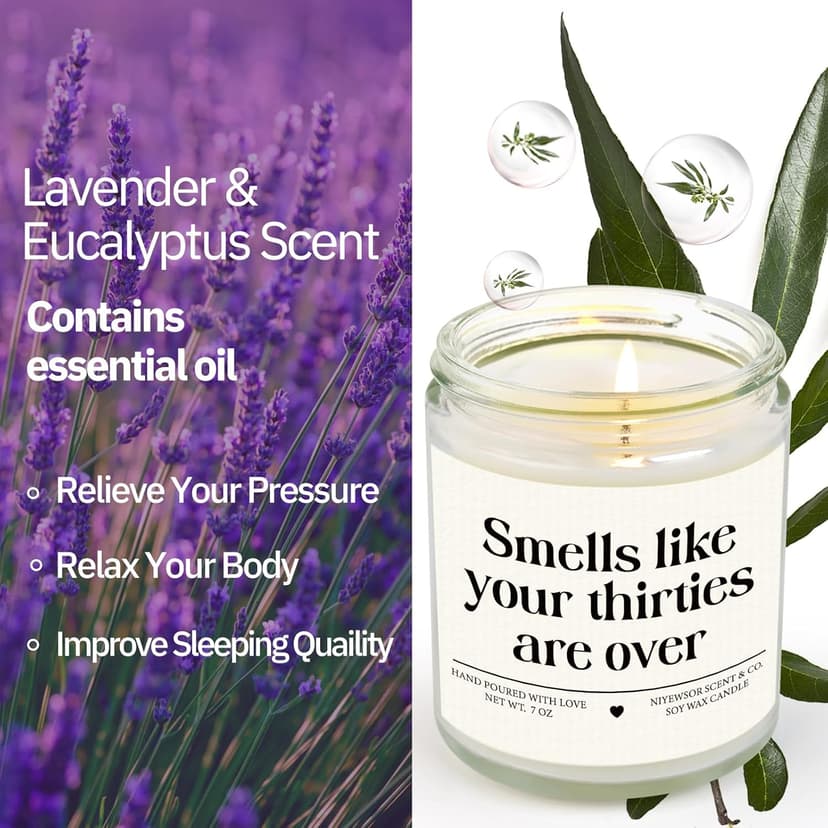 Niyewsor 40th Birthday Gifts Women Men, Forty Birthday Candle, 1985 40th Birthday Decorations for Women Men, 40 Year Old Bday Gifts for Friend, Sister, Wife, Husband, Handmade, 7oz