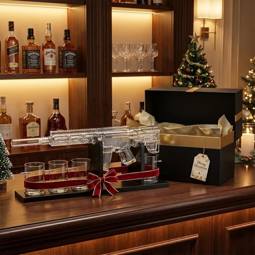 AR15 Gun Decanter Birthday Gifts for Men Dad, Whiskey Set - Rifle Limited Edition, Silencer Stopper - 800 ml & 12oz Bullet Glasses - Father Gift - Drinking Party, Liquor, Vodka Tik Tok Viral Dispenser