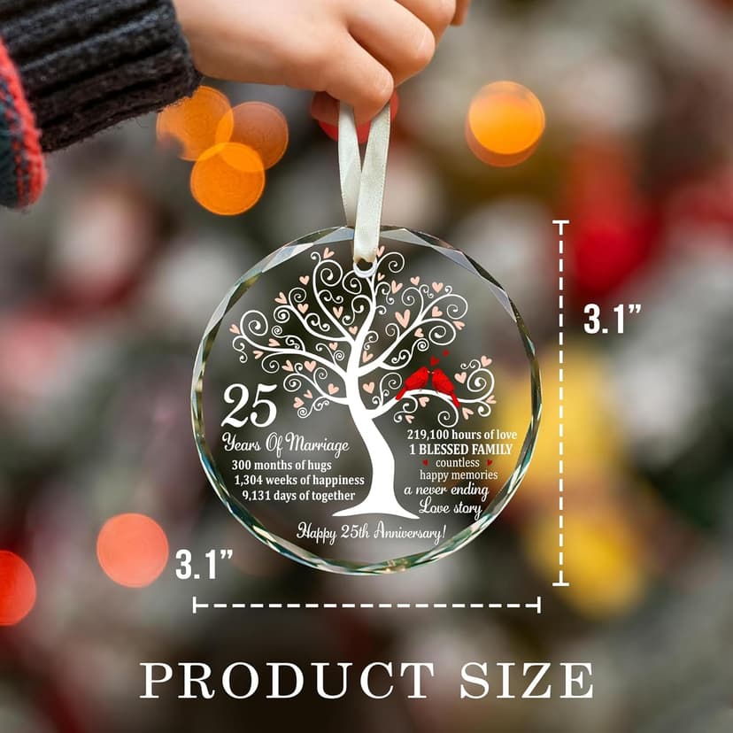 25th Wedding Anniversary Glass Ornament – Silver Wedding for Parents, Couple, Wife, or Husband – Unique 25 Years Marriage Christmas Decoration Keepsake