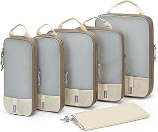 BAGSMART 6 Set Compression Packing Cubes - Lightweight Travel Essentials, Durable Luggage Organizer