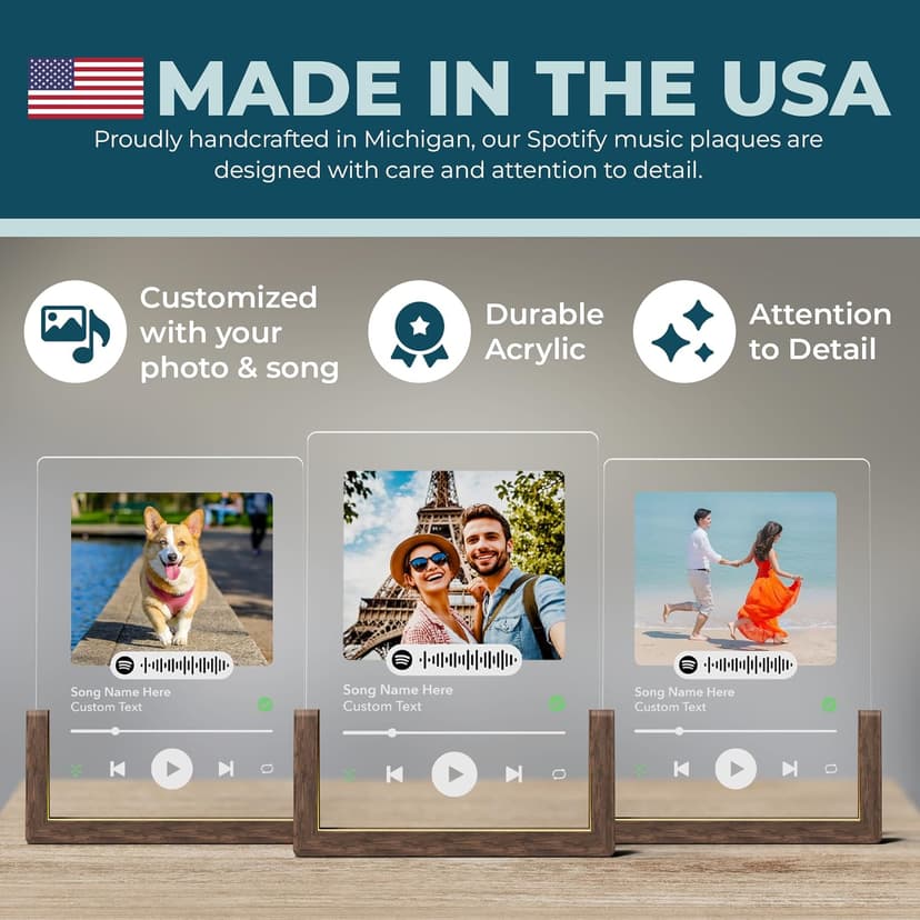 Personalized Spotify Plaque - Upload Your Own Photo and Song - Custom Gift for Girlfriend or Boyfriend