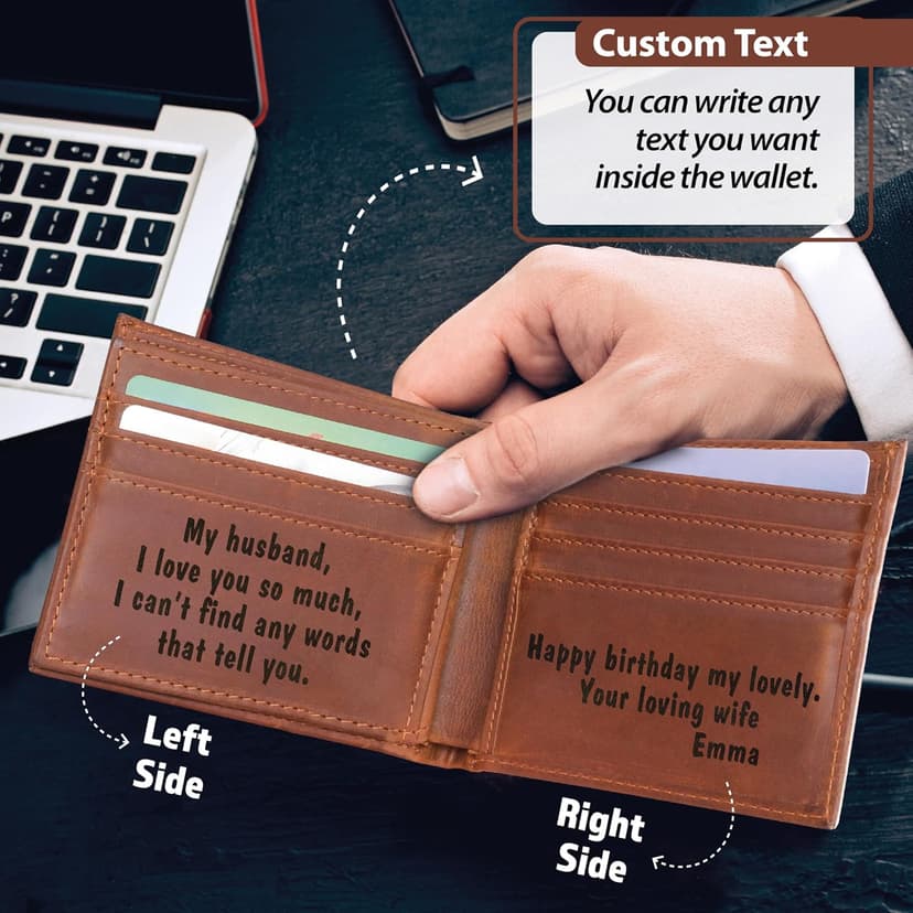 Masat Customized Personalized Wallet for Men, Custom Gifts for Father, Customized Monogram Wallet for Men, Son, Grandpa, Boyfriend, Fathers Day, Wedding, Anniversary, Birthday, Graduate