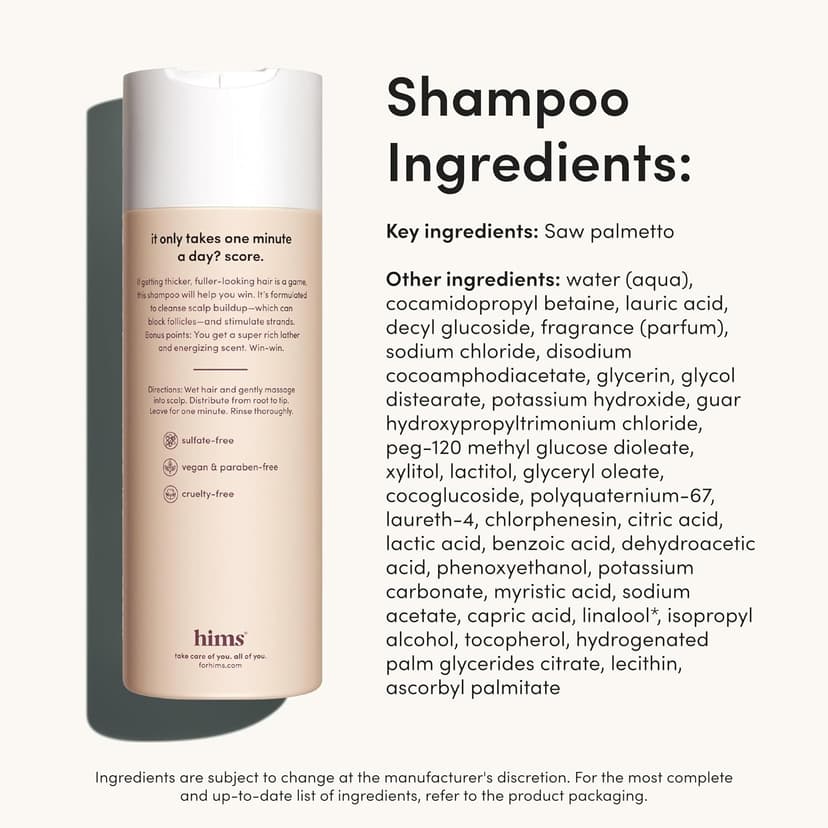 hims Thick Fix Shampoo & Conditioner Set - Thickening Shampoo and Conditioner with Saw Palmetto and Niacinamide - No Parabens or Sulfates, Vegan and Cruelty Free - Eucalyptus Grove - 2 x 6.4 fl oz