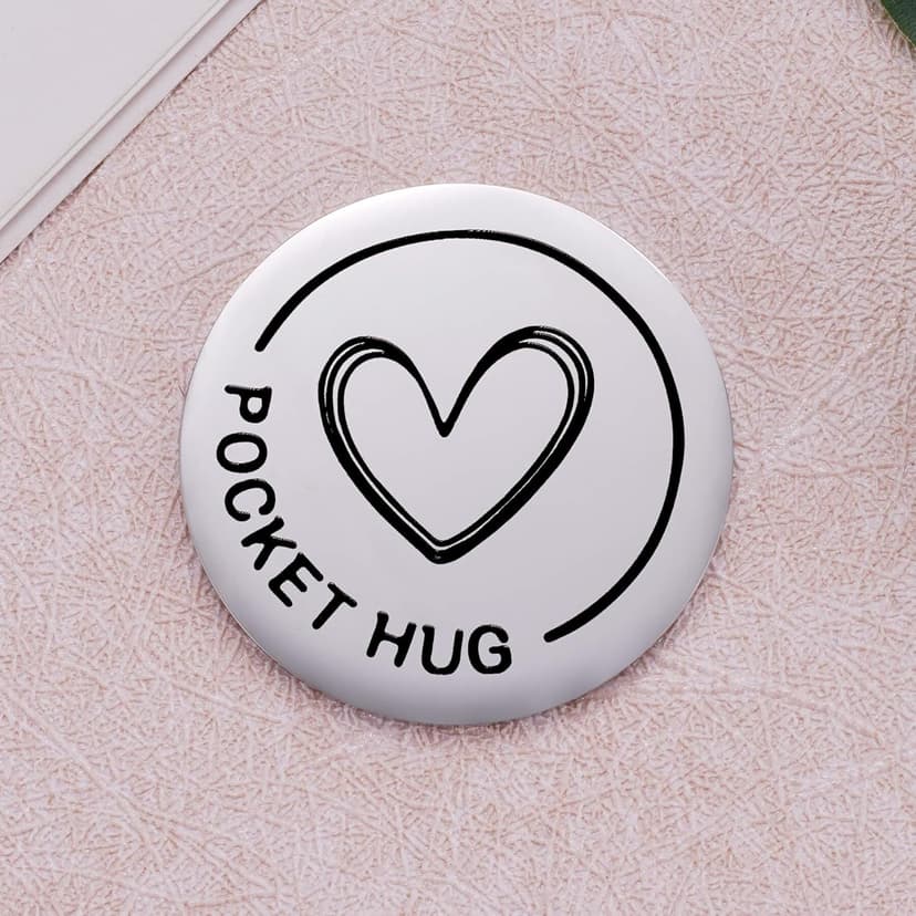 Aesnefe Pocket Hug Token Inspirational Reminder Gifts Mental Health Thinking of You Gift Self Love with PU Leather Keychain