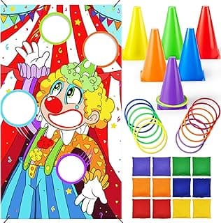 JOYIN 31PCS 3 in 1 Carnival Games, Easter Ring Toss Yard Set, Bean Bags, Cones - Outdoor Toys for Toddlers & Kids, Children's Indoor Play, Family Fun, Kids Party Cornhole Set, Lawn Games