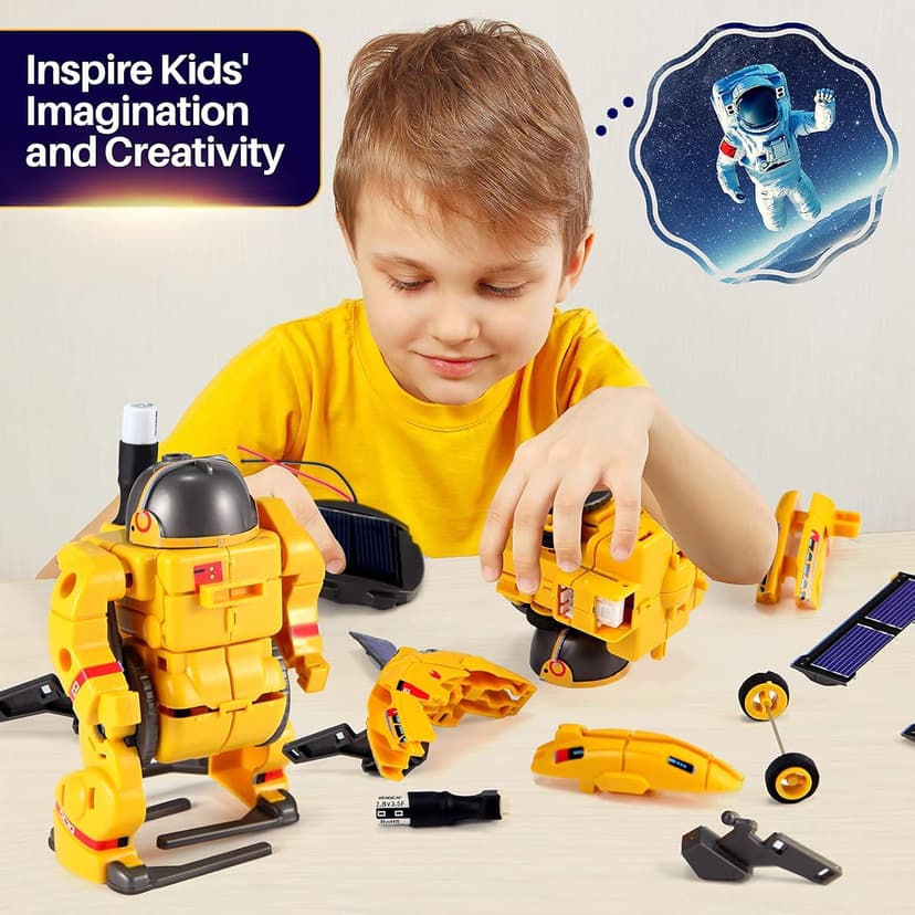 COBFDHA STEM Projects for Kids Age 8-12, Science Kits Boys, Solar Robot Space Toys Gifts 8-14 Year Old Teen Boys Girls, 120Pcs Building Experiments Robots Teenage Ages 9 10 11 12 , Yellow