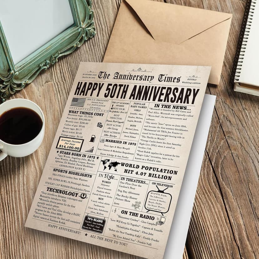 Jumbo 50th Anniversary Card for Women Men, Funny 50th Wedding Anniversary Decorations for Mom Dad, Romantic 50 Year Anniversary Card Gift for Wife Husband, Golden Wedding Gift