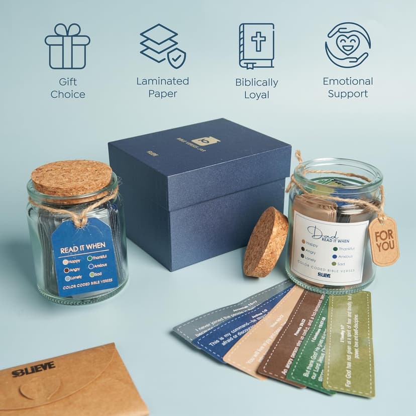 BLIEVE BLIEVE- Bible Verse Jar, Read Me When Bible Verses Jar For Daily Encouragement, Inspirational Prayer & Reflection, Christian Gifts For Women and Men, Religious Graduation Gifts (Men)