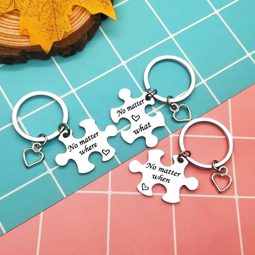 Ciyumu Best Friend Keychain Set Sisters Brothers Keychain No Matter Where What When Puzzle Keychains Set of 3 Long Distance Relationship Gifts Friendship Gifts for Family Teens Birthday Graduation Gift