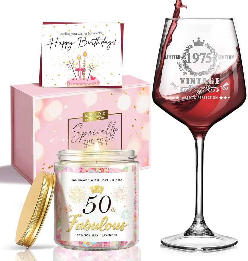 LUCOTIYA 50th Birthday Gifts for Women 50th Birthday Gifts for Her Vintage 1975 Gifts Idea For Women,Friends,Sister,Mom,Aunt
