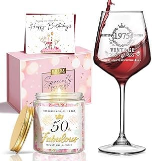 LUCOTIYA 50th Birthday Gifts for Women 50th Birthday Gifts for Her Vintage 1975 Gifts Idea For Women,Friends,Sister,Mom,Aunt