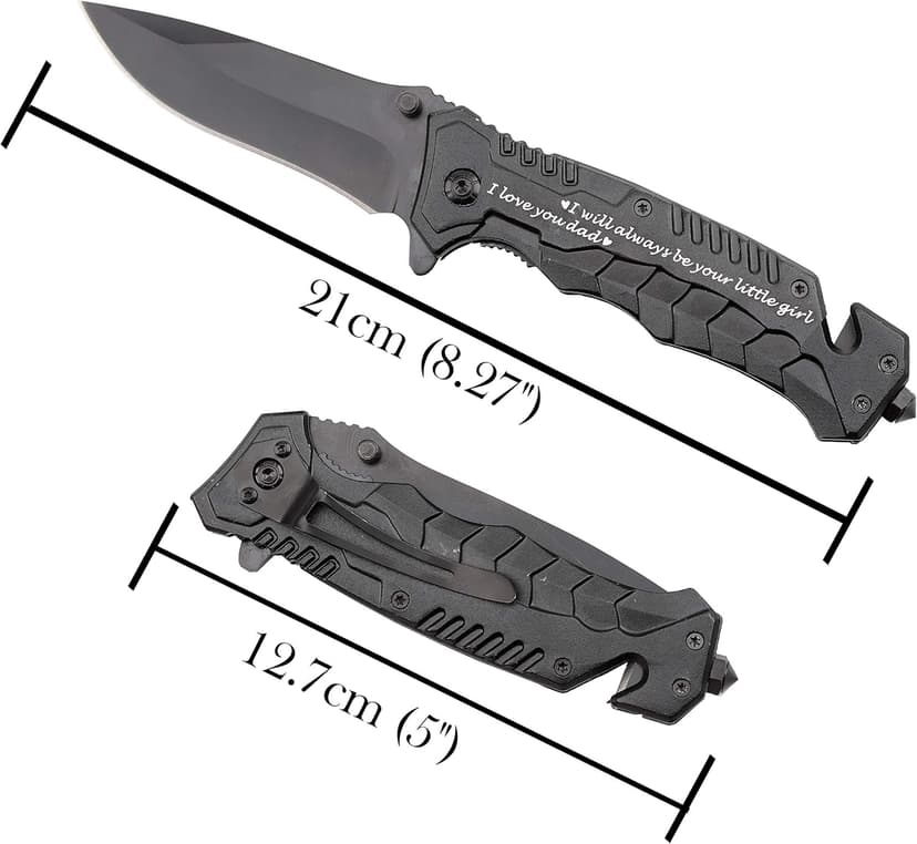 Corfara Engraved Black Pocket Knife for Stepfather Birthday Gifts - Dad & Father's Day Gift from Daughter & Son - Thank You for Being the Dad You Didn't Have to Be
