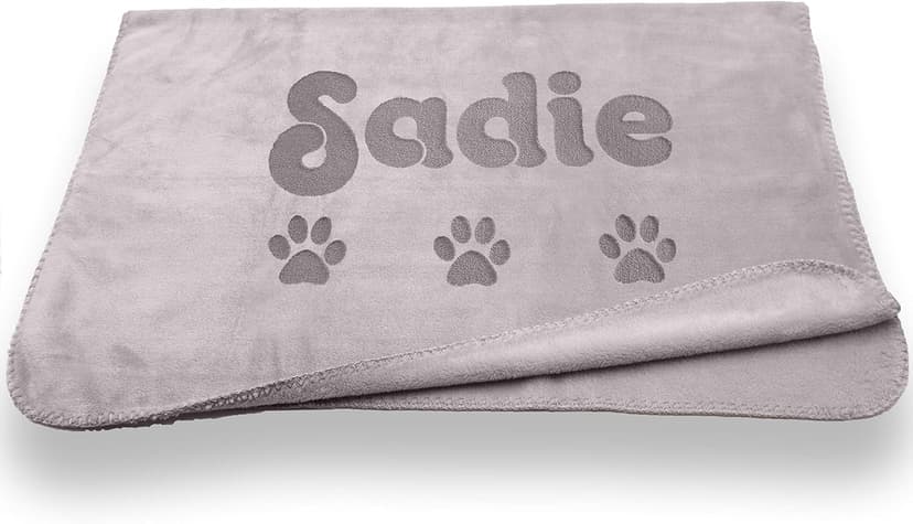 Custom Catch Personalized Dog Blanket - Gray or Beige - Large