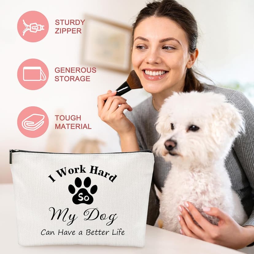 Dog Mom Gifts for Women Dogs Themed Gift for Dog Lovers Gifts for Women Gift for Dogs Owners Puppy Themed Basket - Drinking Cup Makeup Bag Candle Bracelets Keychain Socks