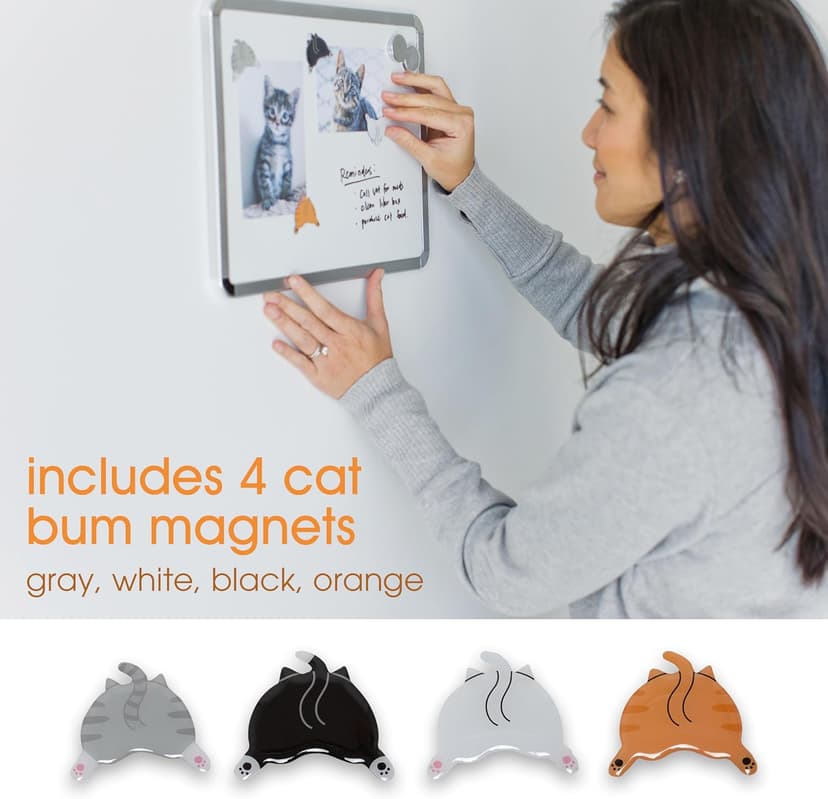 Pearhead Cat Bum Kitchen Magnets, Pet Themed Refrigerator Magnets, Funny Novelty Gift for Cat Lovers and Pet Parents, Ideal Decor for Home, School Locker and Office Whiteboard, Set of 4