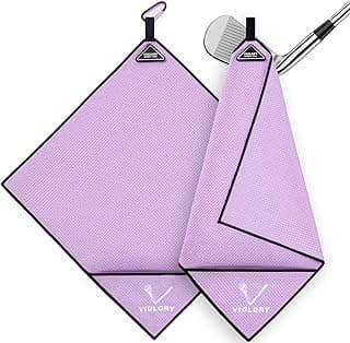 Magnetic Golf Towel for Bag 18" x 18" with Clip Exclusive Cleaning Pocket Microfiber Waffle Ultra Absorbent Club Ball Cleaner Essential Golf Accessories and Gifts for Women(Purple 1 Pack)