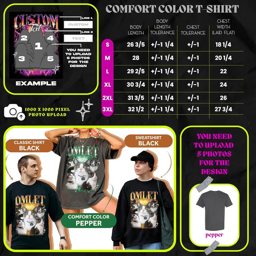 Generic Personalized Bootleg Rap Shirts for Girlfriend & Boyfriend, Custom Tee with Vintage Face Photo, Gift Idea for Birthday and Valentines Day Black, Small-XX-Large