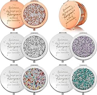 Roowest 10 Pcs Inspirational Compact Mirror Sometimes You Forget You're Awesome Appreciation Gifts for Women Group Employee Coworker Housekeeping Thank You Favors Magnifying Pocket Mirror (Multicolor)