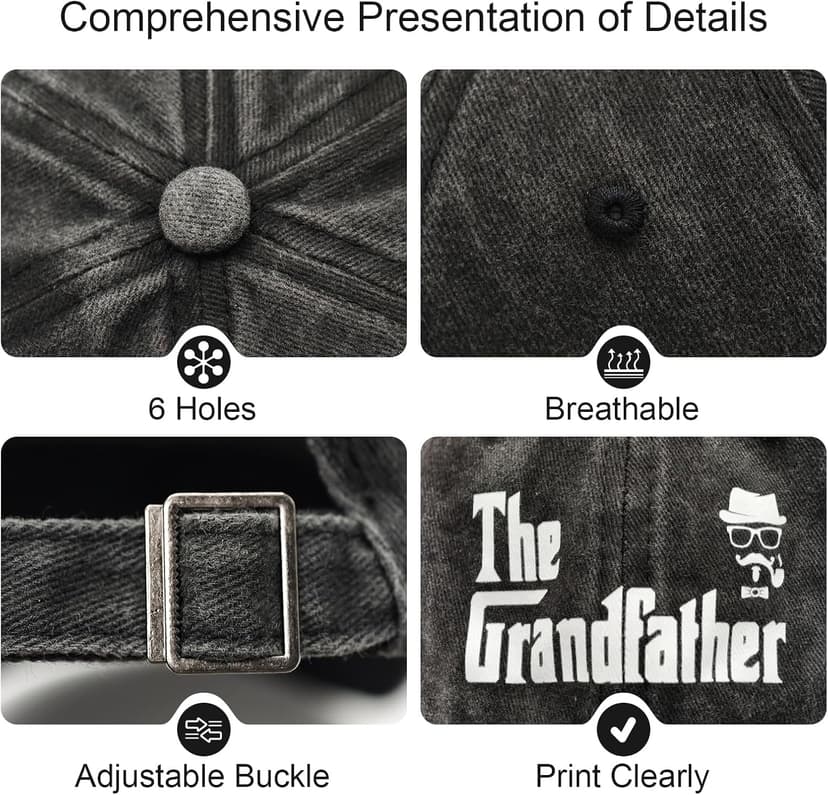 Gifts for Grandfather, Grandpa Hat, Grandfather Father Day Christmas Birthday Gift Ideas, Adjustable Baseball Cap