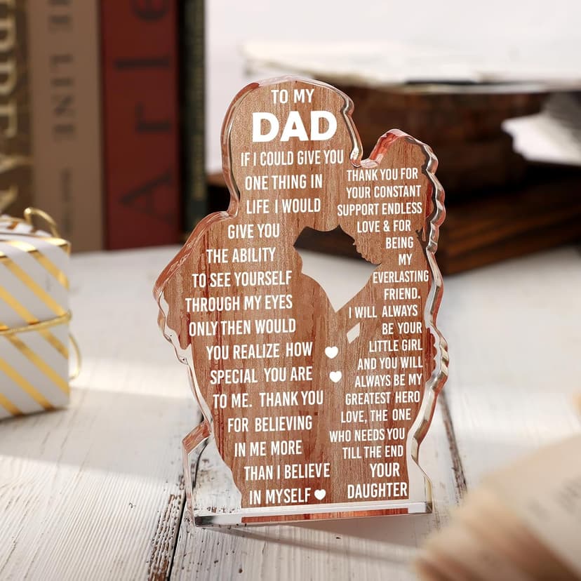 Dad Gifts from Daughter Dad Birthday Gift from Daughter - Christmas Best Dad Ever Gifts Idea Daddy Bpnus New Dad Gift Father's Day Valentines Easter Desk Decor Acrylic Plaque Sign