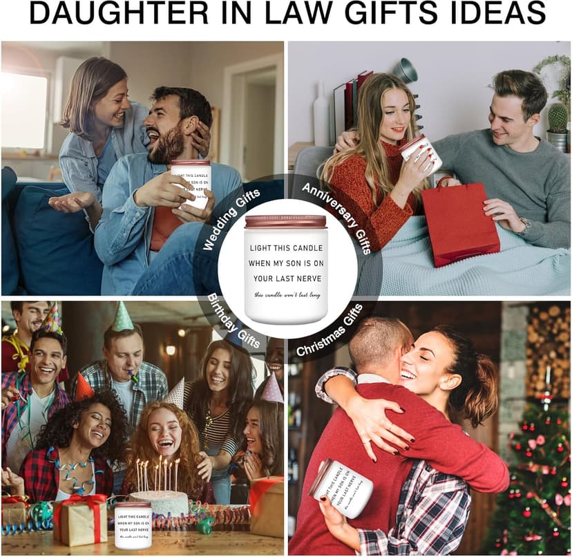 Homsolver Daughter in Law Gifts, Birthday Christmas Anniversary Wedding Gifts for Daughter from Mother Father in Law, Funny Sons Girlfriend, Future Daughter-in-Law Lavender Candle Gift from Mom Dad