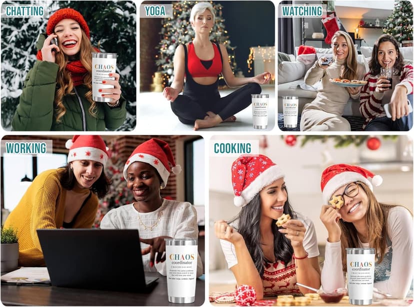 TEEZWONDER Thank You Gifts for Women - Chaos Coordinator 20 oz Stainless Steel Insulated Tumbler with Lid - Employee Appreciation Christmas Birthday Gifts for Women Coworkers Boss Teacher Nurse Friend