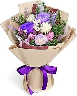 Preserved Flowers Bouquet, Flowers for Delivery Prime, Birthday Gifts for Women, Wife, Mother, Her (Purple)