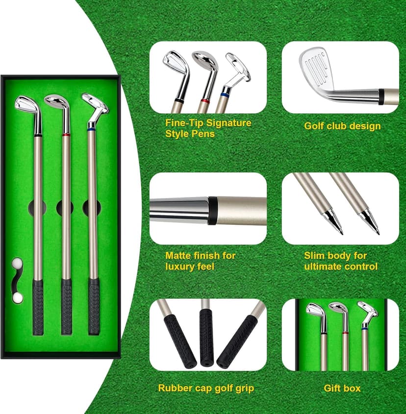 Zutcogo Funny Gifts for Men Dad Adults Husband Him Boyfriend Golfers, Golf gifts Accessories for Men, Personalized Anniversary Birthday Presents Mini Desktop Golf Ball Pen Set, Christmas Stocking Stuffers