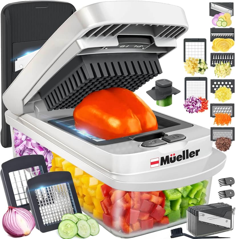 Mueller Pro-Series 10-in-1, 8 Blade Vegetable Chopper, Mandoline Slicer, Food Chopper with Container, Fruit Slicer, Kitchen Gadgets & Accessories, Home Essentials
