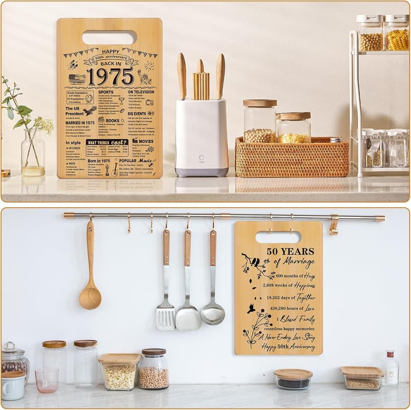 50th Wedding Anniversary for Women Men,Back In 1975&50 Years of Marriage Double sided Cutting Board Gift for Her Him,best 50 years anniversary Decorations for couple