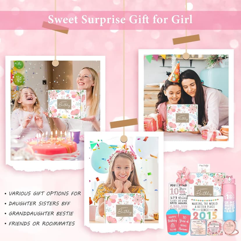 10 Year Old Girl Birthday Gift for 10 Years Old Girls Gifts Trendy Stuff 10th Birthday Gifts for Girls Ten Year Olds Girl Gift Double Digits Decorations Presents Set with Tumbler Bag Socks Bracelet