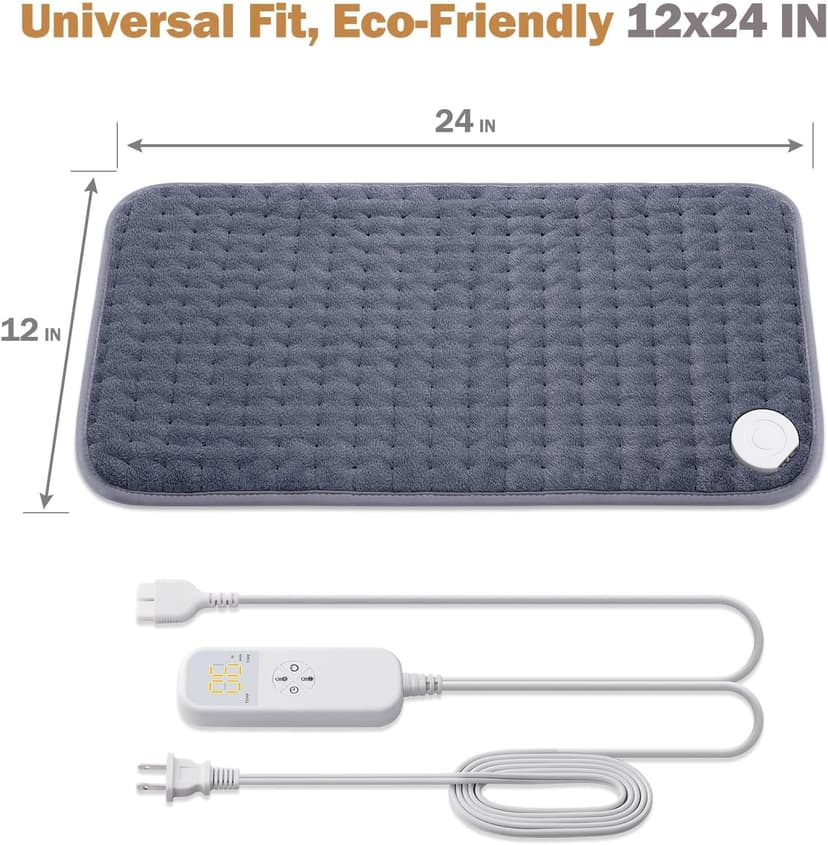 Heating Pad for Back, Neck, Shoulder Pain & Cramps Relief, Electric Heating Pad with 6 Heat Settings, Auto-Off, Moist Dry Heat Options, Fathers Day for Dad Husband, Mens Gifts for Dad Husband Him
