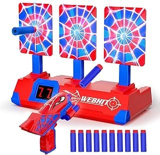 Shooting Toys for 3-12 Year Old Boys, Hero Styles with Glowing Web&Sounds,LCD Scoring and Auto Reset 3 Shooting Targets,Indoor Outdoor Kids Family Games Christmas Birthday Gifts for Boys Toys Age 3-12