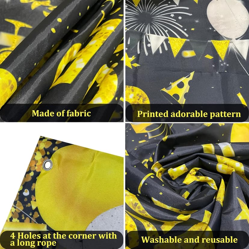 18th Birthday Decorations for Boys Girls, Black Gold Happy 18th Birthday Party Decorations, Time To Adult Birthday Banner, Backdrop, Balloons, Hanging Swirls, BIrthday Cards, Cake Topper, Pompom 52pcs