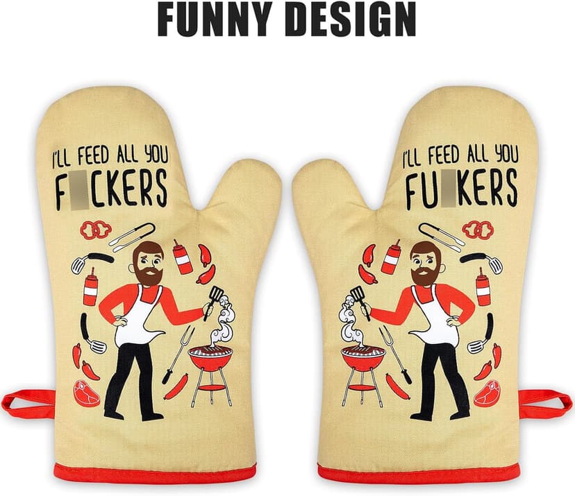 Miracu Funny Oven Mitts, Presents for Chefs, Cooking Gadgets, BBQ Oven Mitt, Unique Gifts for Cooks Dad Brother, Manly Christmas Thanksgiving Housewarming Grilling Kitchen Chef Gifts for Men Who Cook