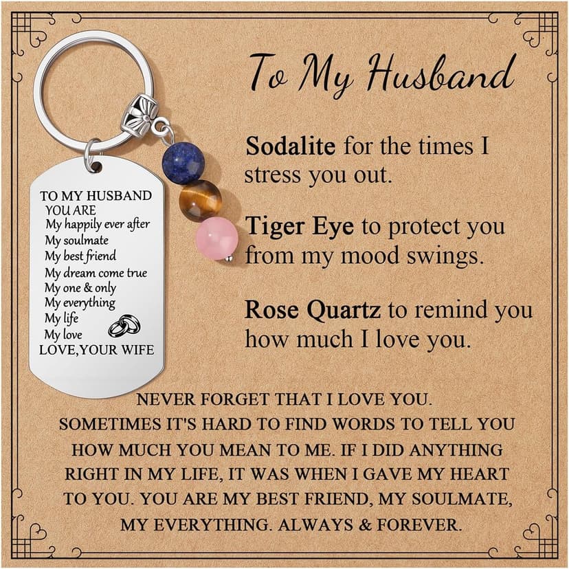 JoycuFF Keychain Gift for Women Christmas Birthday Gift for Best Friends Huaband Son Mom Stone Keychain