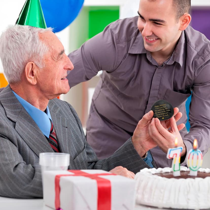 VELENTI Dad Birthday Gifts Decorative Stones - You are My Rock Engraved Decorative Accessories - Heartwarming Birthday Gift for Dad - Happy Birthday Dads Gift from Son, Daughter