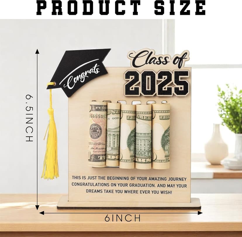 Congrats Graduation Money Holder 2025, Wooden Graduation Money Cash, Class of 2025 Graduation Gifts for Her, Him, Senior College University Graduates Gifts