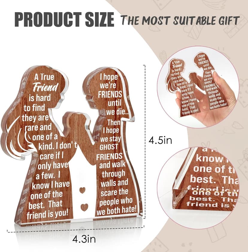 Friend Birthday Gifts for Women Friendship Best Friend Soul Sister Female Bestie BFF, Mothers Day Christmas Valentines Gifts Friends Forever Inspirational Cheer up Thank You Friend Plaque