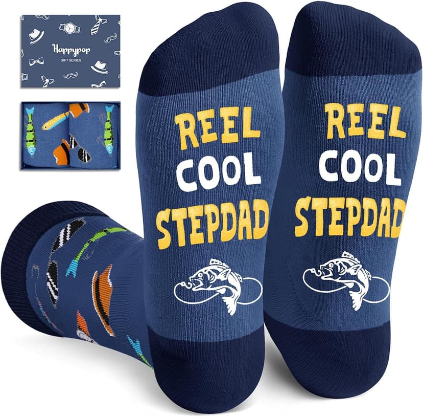 Dark Blue Reel Cool Socks - Funny Gifts For Godfather Step Dad Son In Law Cousin