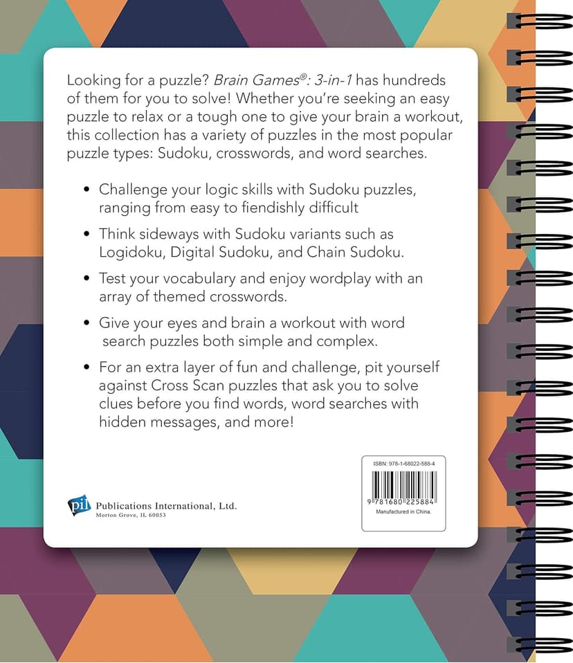 Brain Games - 3-In-1: Word Search, Crosswords & Sudoku (256 Pages)