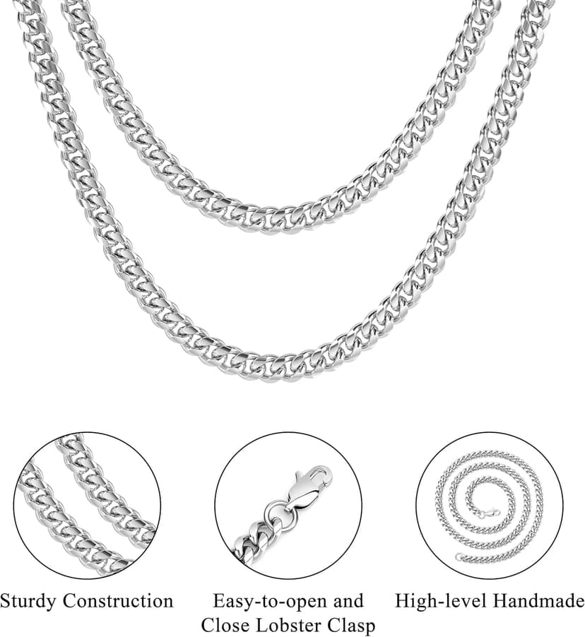 JoycuFF Mens Cuban Link Chain Necklace for Boyfriend Gold Silver Stainless Steel 6MM 10MM Hip Hop Anniversary Birthday Christmas Jewelry for Men